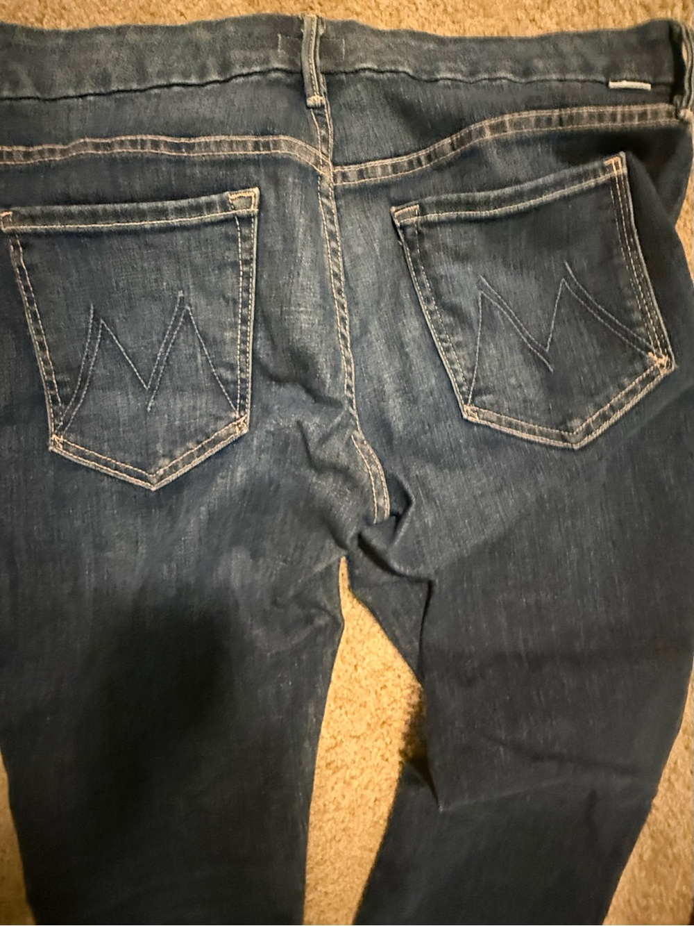 MOTHER Dark Blue Ankle Skinny Jeans with Raw Hem - Picture 2 of 5